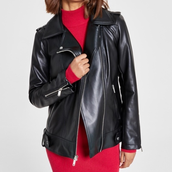 Guess Oversized Faux Leather Moto Jacket - Picture 1 of 13